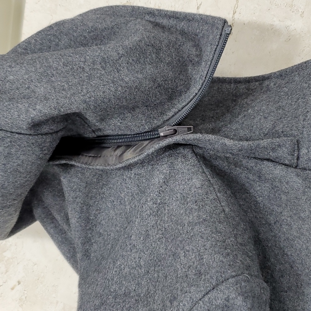 Kenneth Cole New York coat women's size 10 gray wool blend zip off hood pockets - Picture 11 of 13